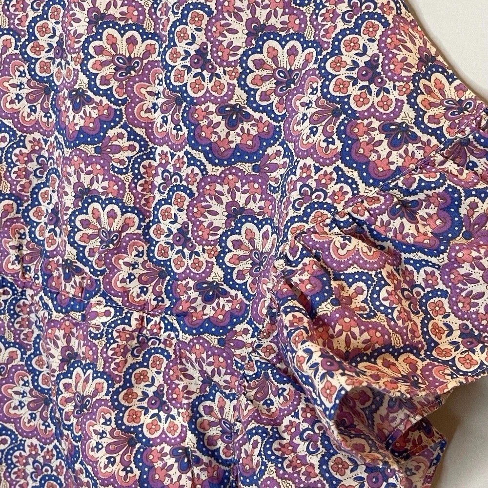 Mini Boden Printed Poncho Kaftan Swim Coverup Lupin Peach Paisley‎ Print Trip 3T